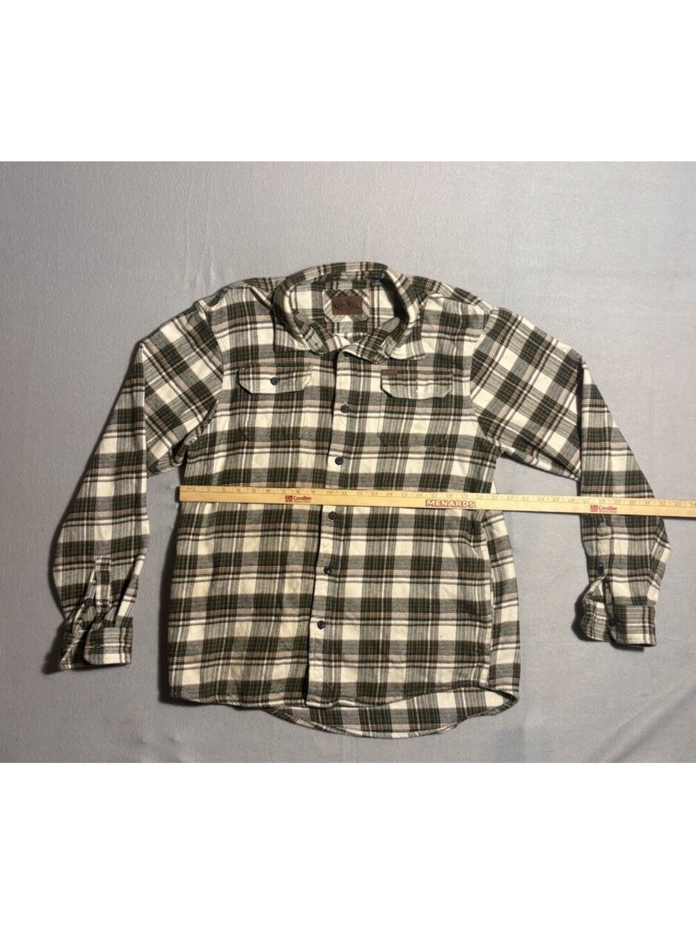 Orvis Men's L Regular Plaid Flannel Long Sleeve Button-Up Shirt Pockets Green - Picture 2 of 8
